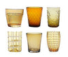 ZAFFERANO Bicchiere acqua in vetro Melting Pot , set di 6 tonalita giallo ambra - Dolci pensieri gift