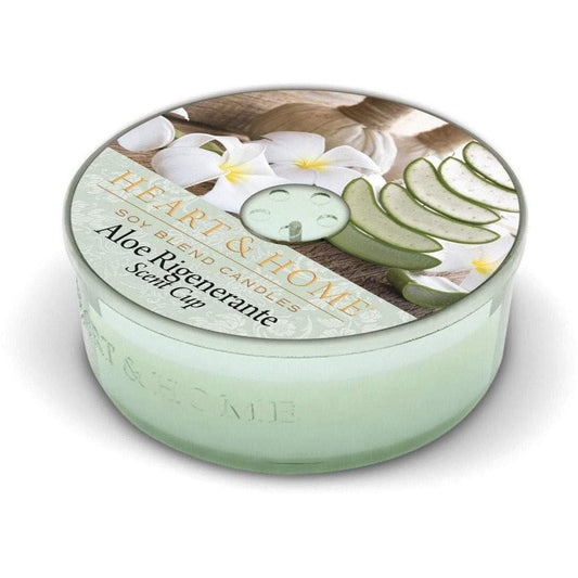 Candela Heart and Home ALOE RIGENERANTE in cera di soia scent cups 38gr - Dolci pensieri gift