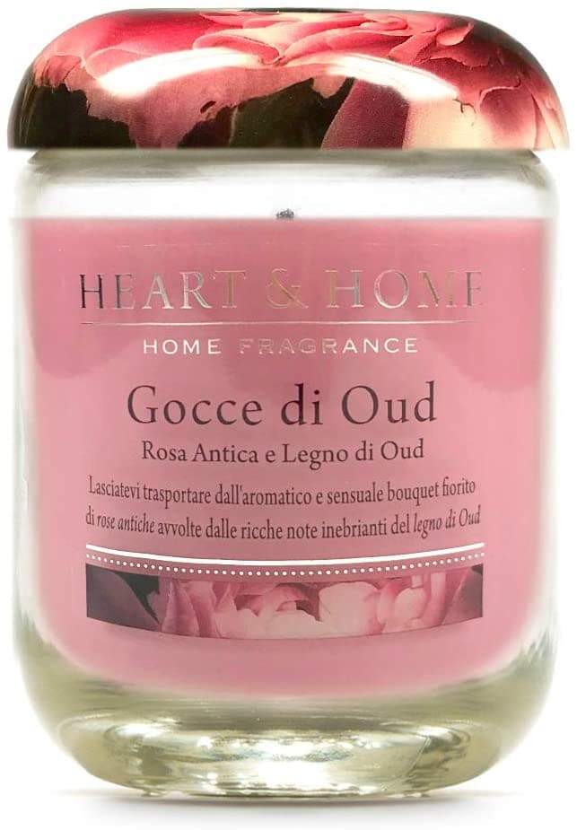 Candela Heart and Home GOCCE DI OUD in cera di soia 340gr - Dolci pensieri gift