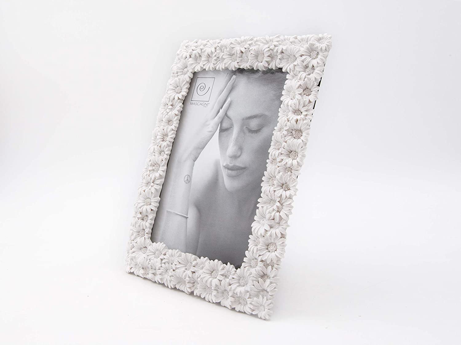 Cornice bianca margherite resina 10x15 - Dolci pensieri gift