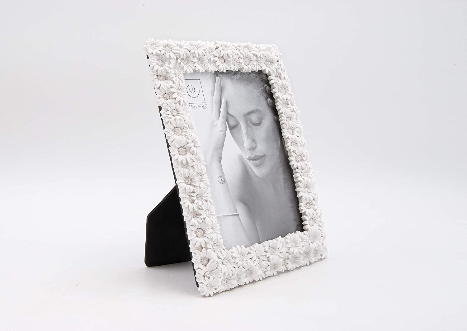 Cornice bianca margherite resina 10x15 - Dolci pensieri gift