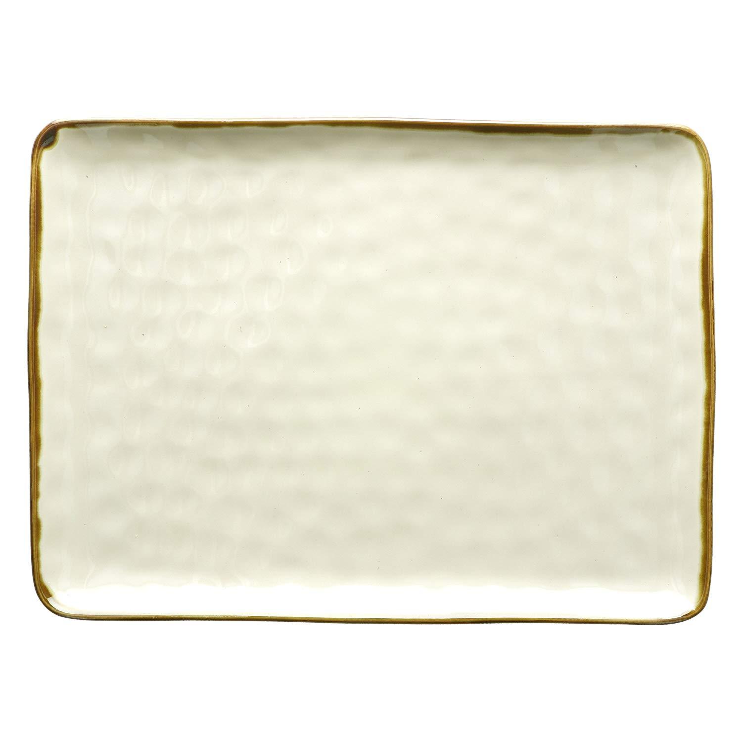 Piatto rettangolare vassoio 36 x 26,5 cm colore Avorio bianco panna shabby chic - Dolci pensieri gift
