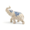 Statuetta in ceramica elefante bianco e azzurro complemento d&#39;arredo 8.5x20x20 cm - Dolci pensieri gift